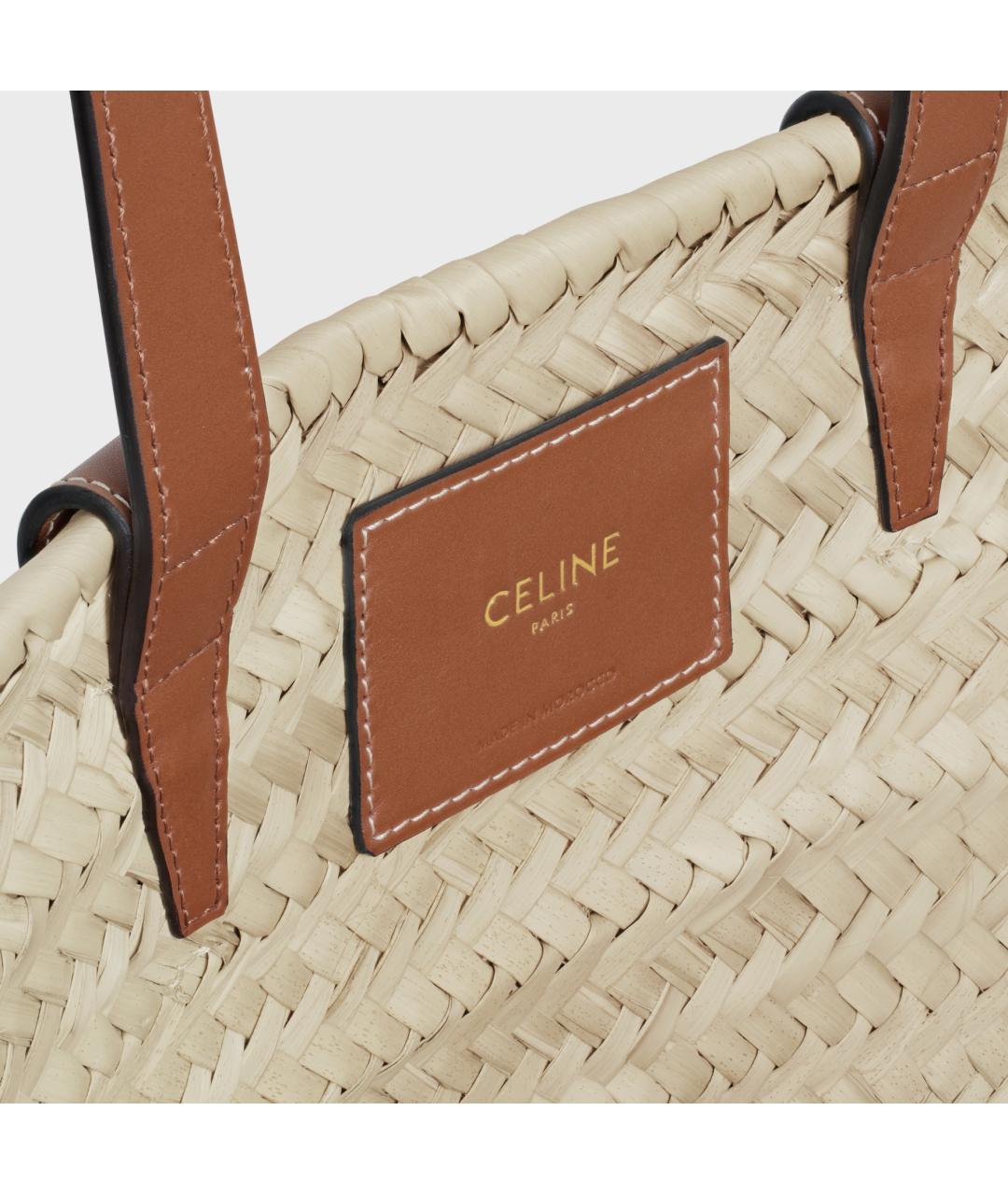 CELINE Бежевая пелетеная сумка тоут, фото 5