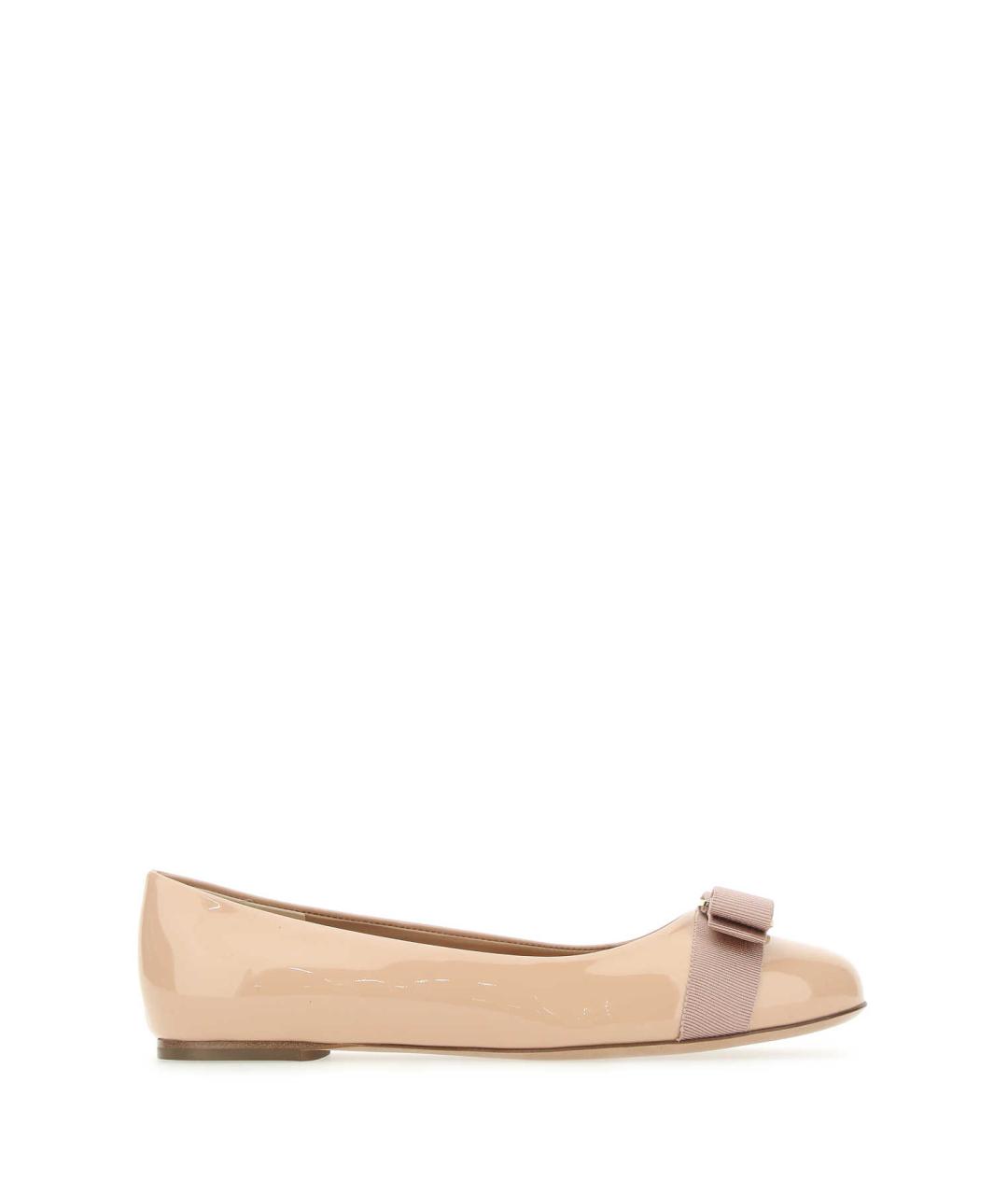 FERRAGAMO Бежевые кожаные балетки, фото 1