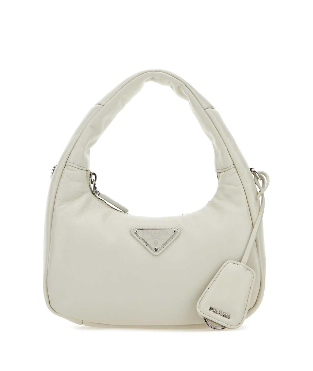 PRADA Белая кожаная сумка с короткими ручками, фото 1