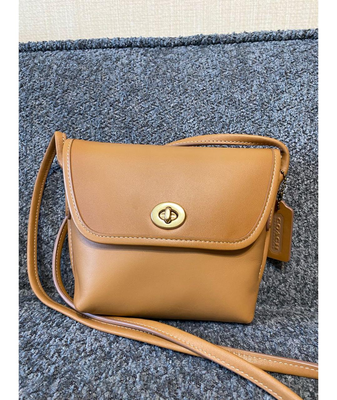 COACH Бежевая кожаная сумка через плечо, фото 9