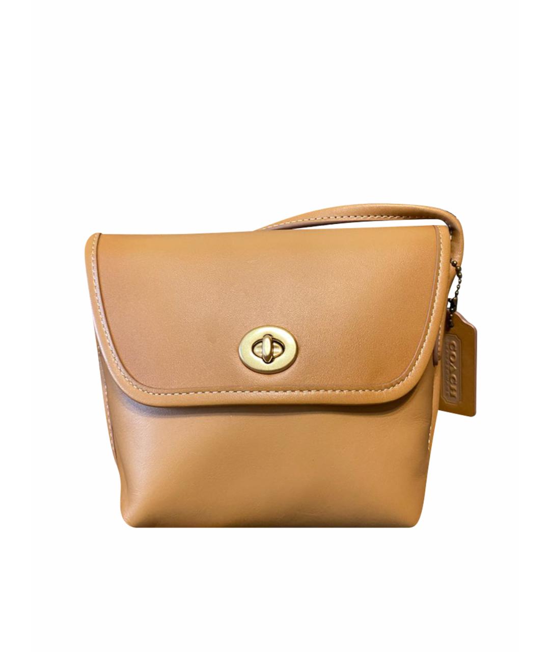 COACH Бежевая кожаная сумка через плечо, фото 1