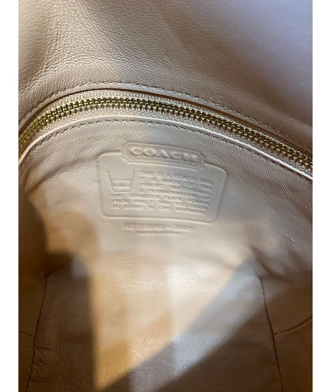 COACH Бежевая кожаная сумка через плечо, фото 7