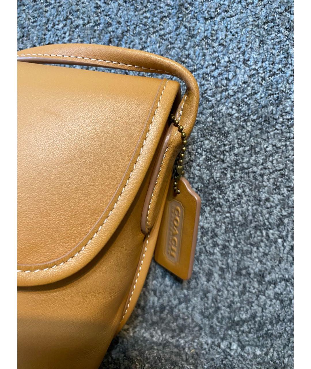 COACH Бежевая кожаная сумка через плечо, фото 3