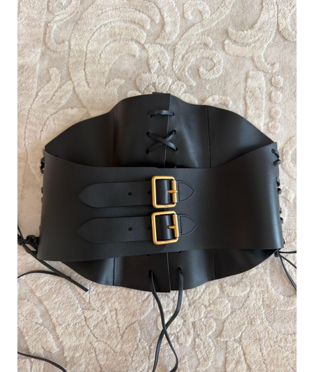 CHRISTIAN DIOR Черный кожаный ремень, фото 7