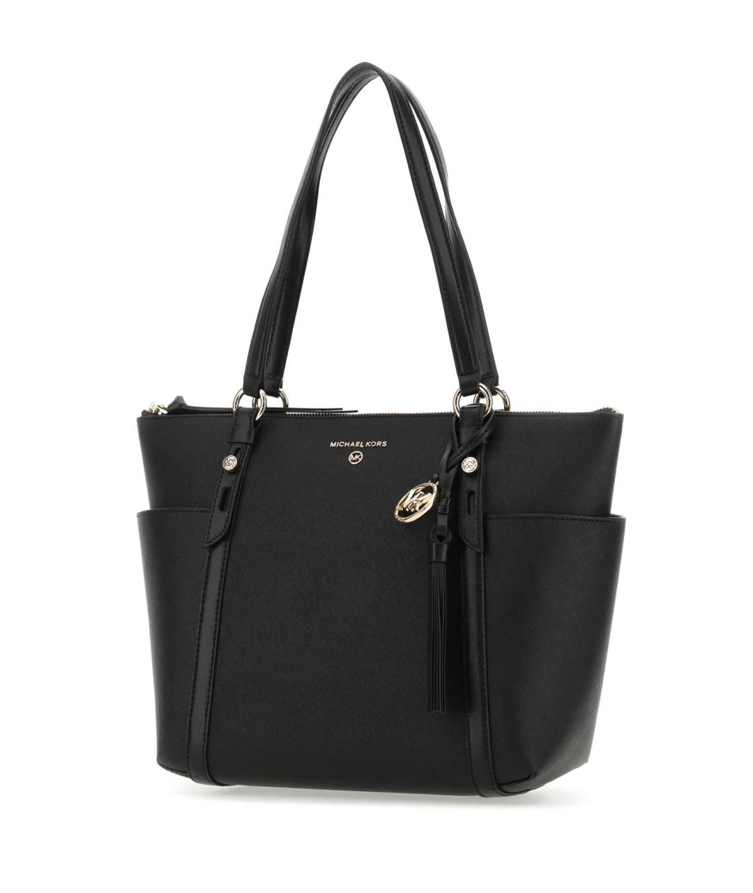 MICHAEL KORS Черная кожаная сумка тоут, фото 2