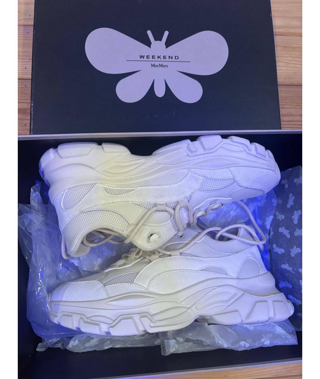 WEEKEND MAX MARA Бежевые кожаные кроссовки, фото 5