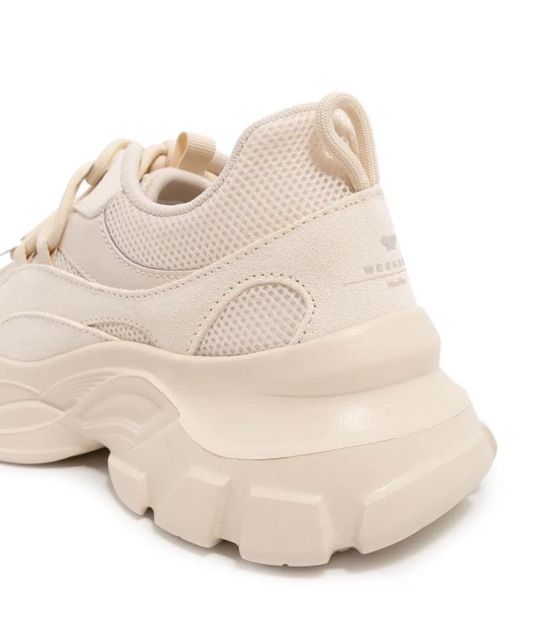 WEEKEND MAX MARA Бежевые кожаные кроссовки, фото 4