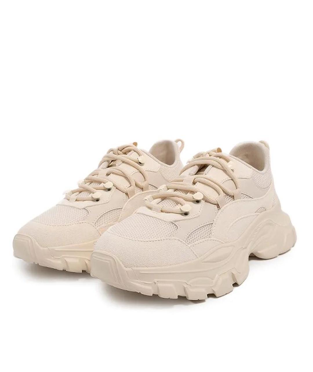 WEEKEND MAX MARA Бежевые кожаные кроссовки, фото 2