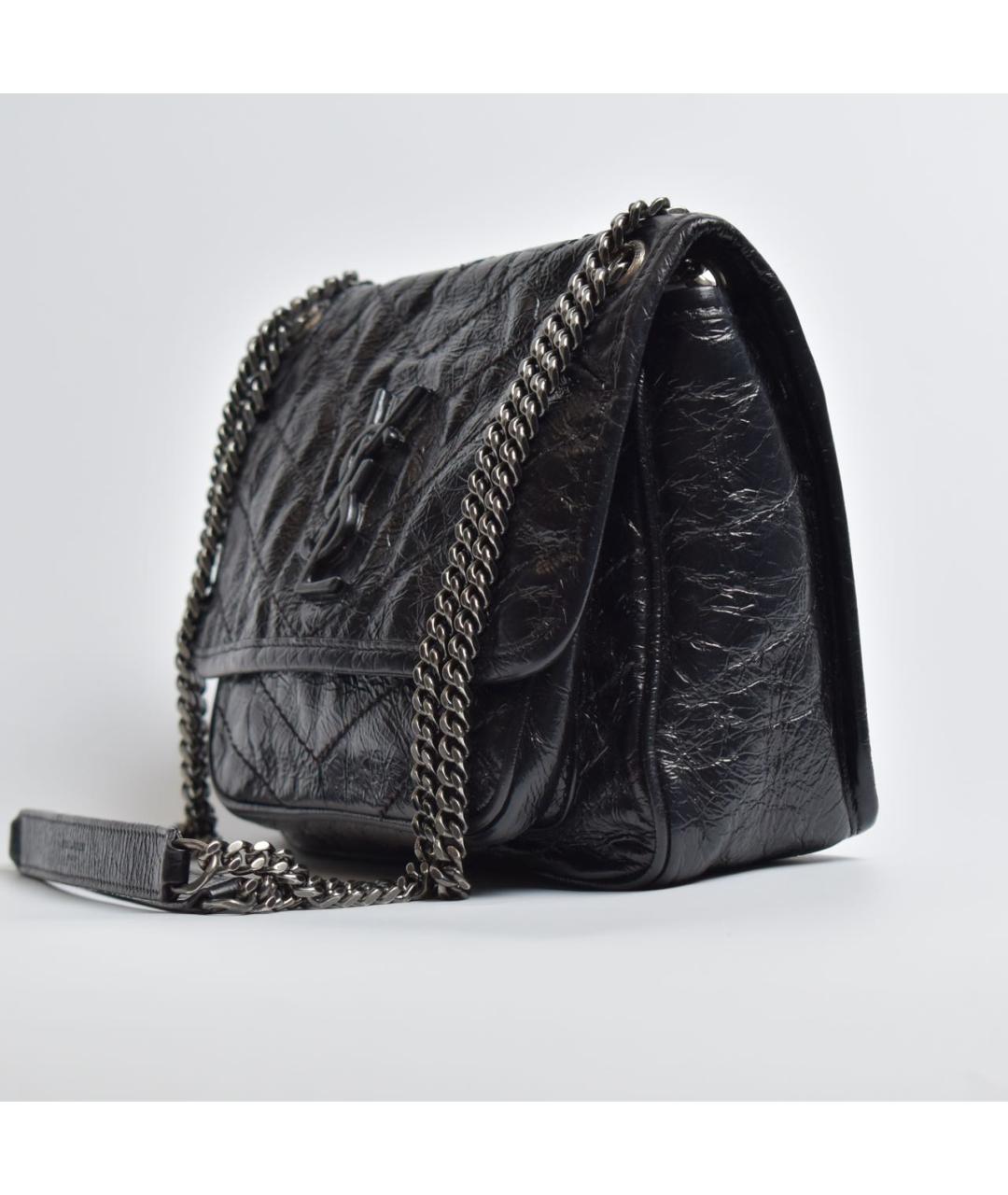 SAINT LAURENT Черная кожаная сумка через плечо, фото 3