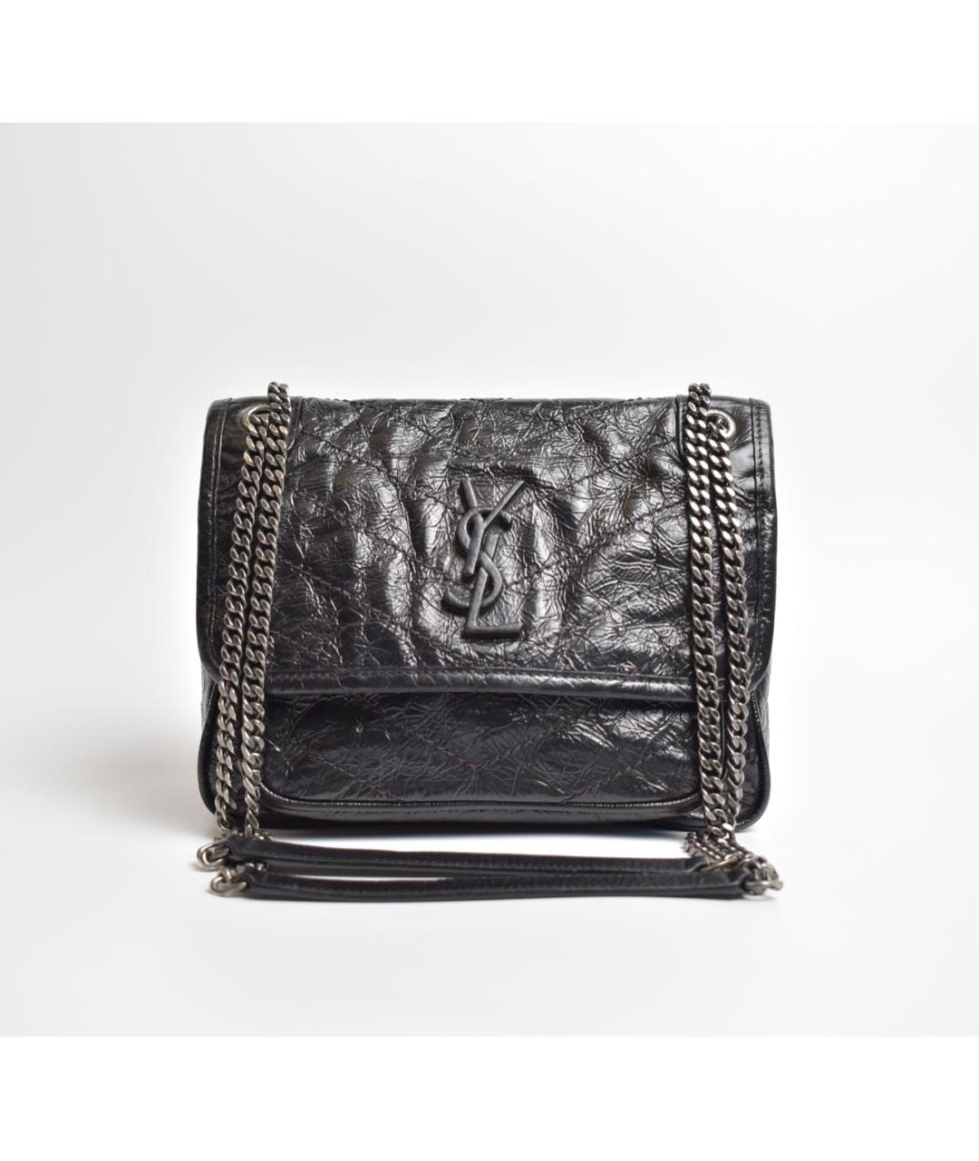 SAINT LAURENT Черная кожаная сумка через плечо, фото 2