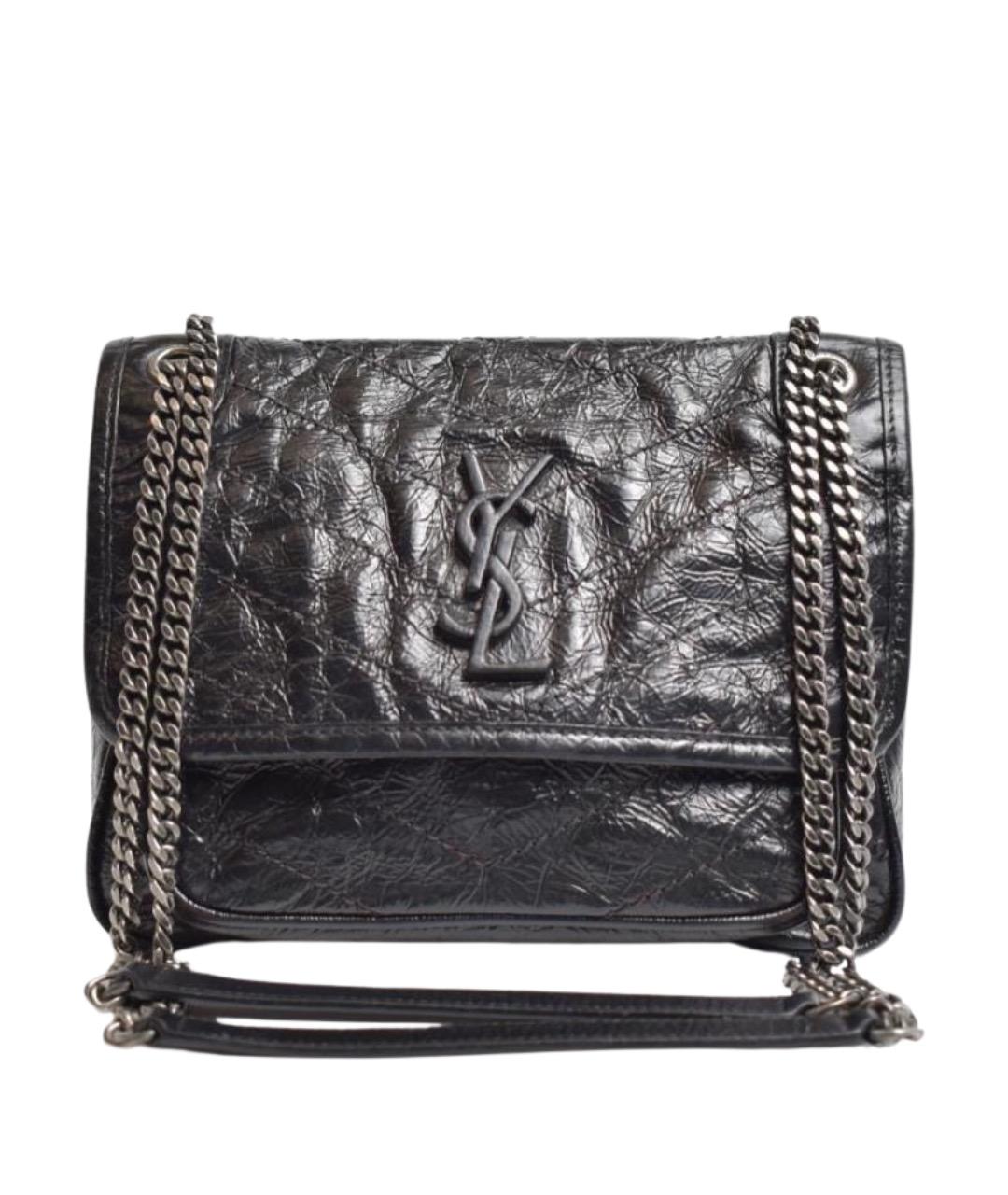 SAINT LAURENT Черная кожаная сумка через плечо, фото 1