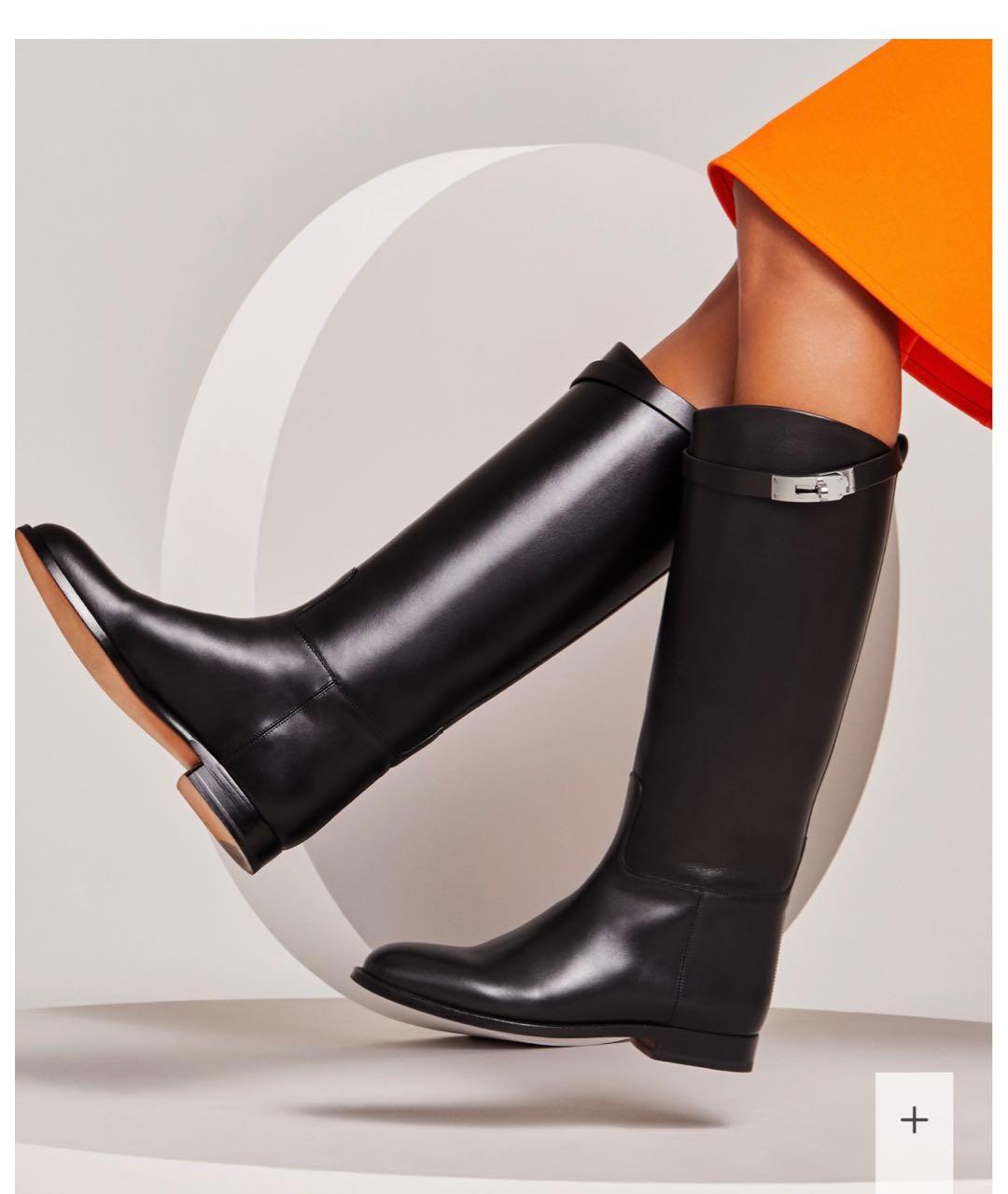 HERMES Черные кожаные сапоги, фото 2