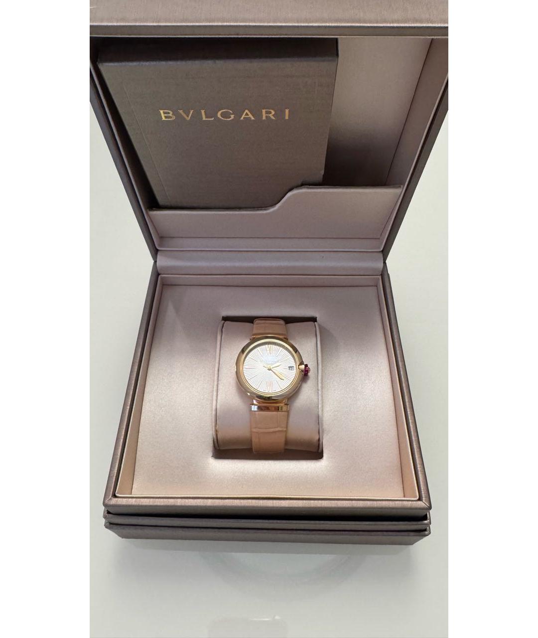 BVLGARI Бежевые часы из розового золота, фото 4