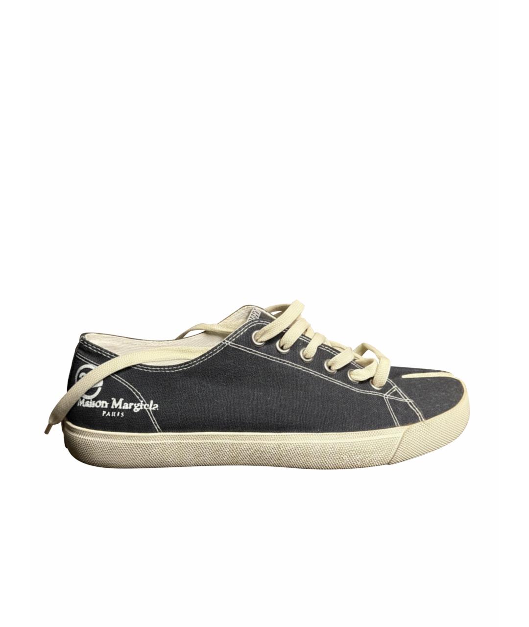 MAISON MARGIELA Черные текстильные низкие кроссовки / кеды, фото 1