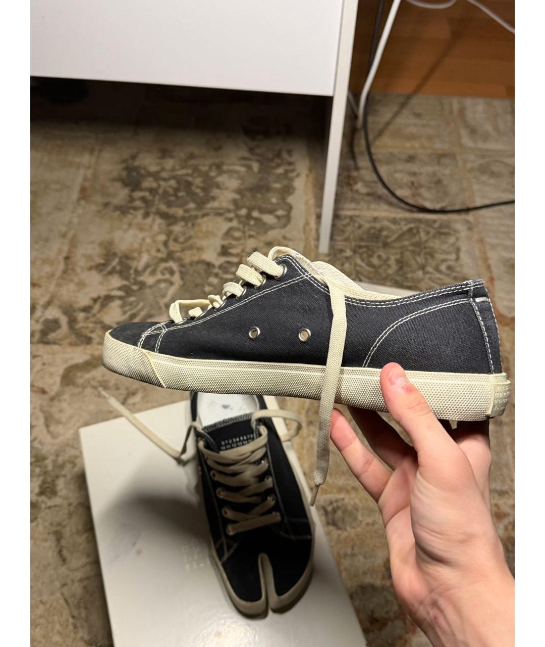 MAISON MARGIELA Черные текстильные низкие кроссовки / кеды, фото 7