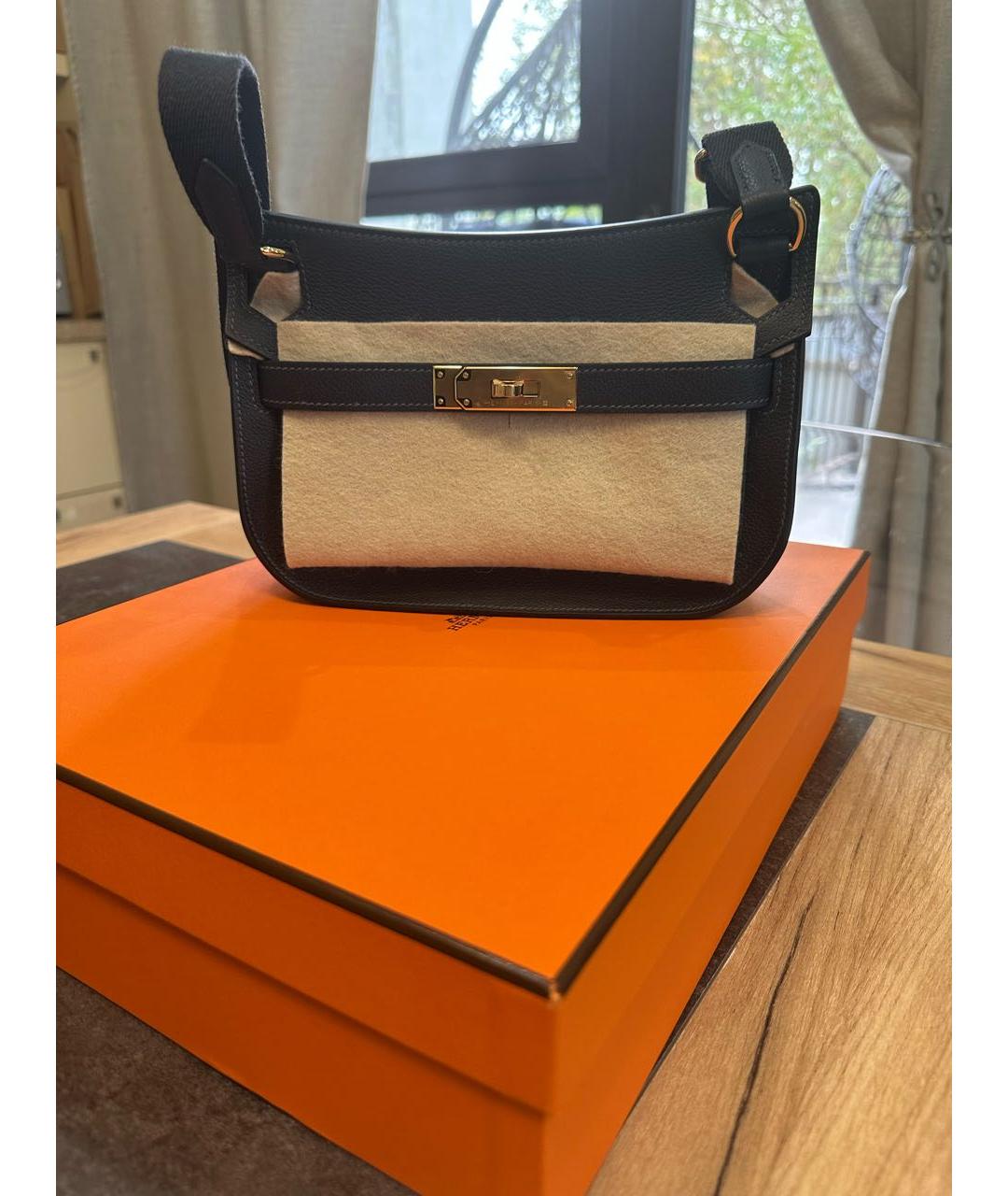 HERMES Черная кожаная сумка через плечо, фото 8