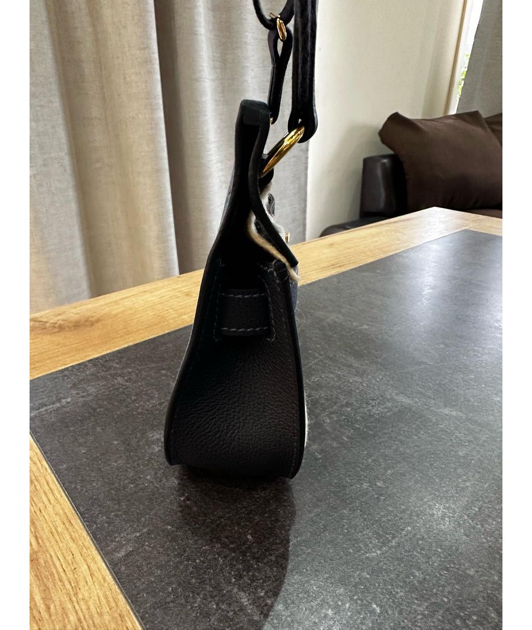 HERMES Черная кожаная сумка через плечо, фото 3
