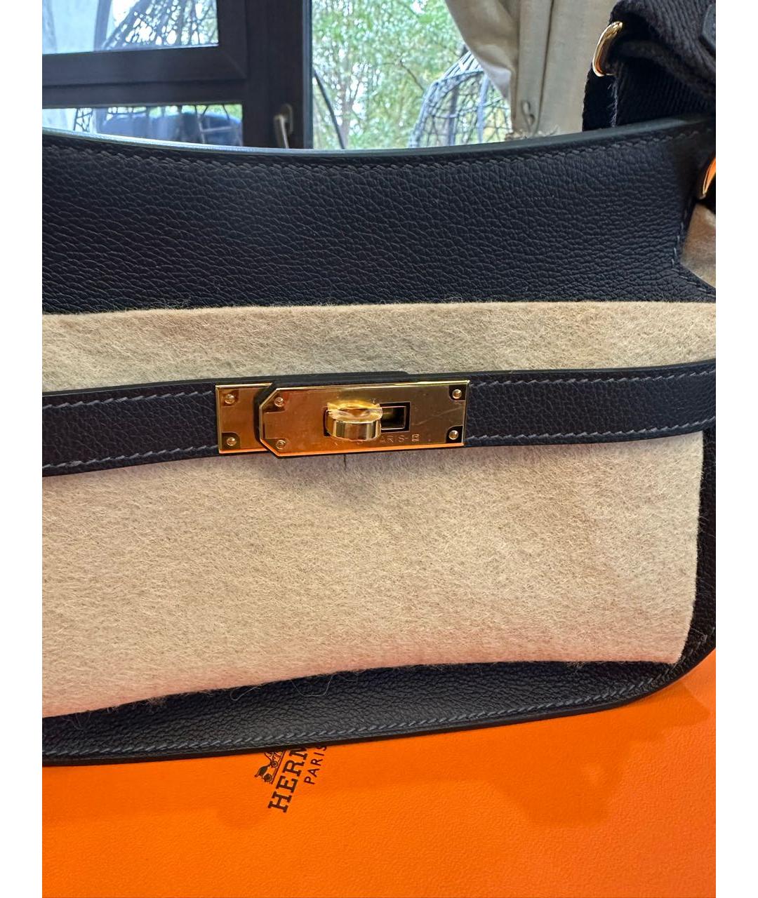 HERMES Черная кожаная сумка через плечо, фото 6