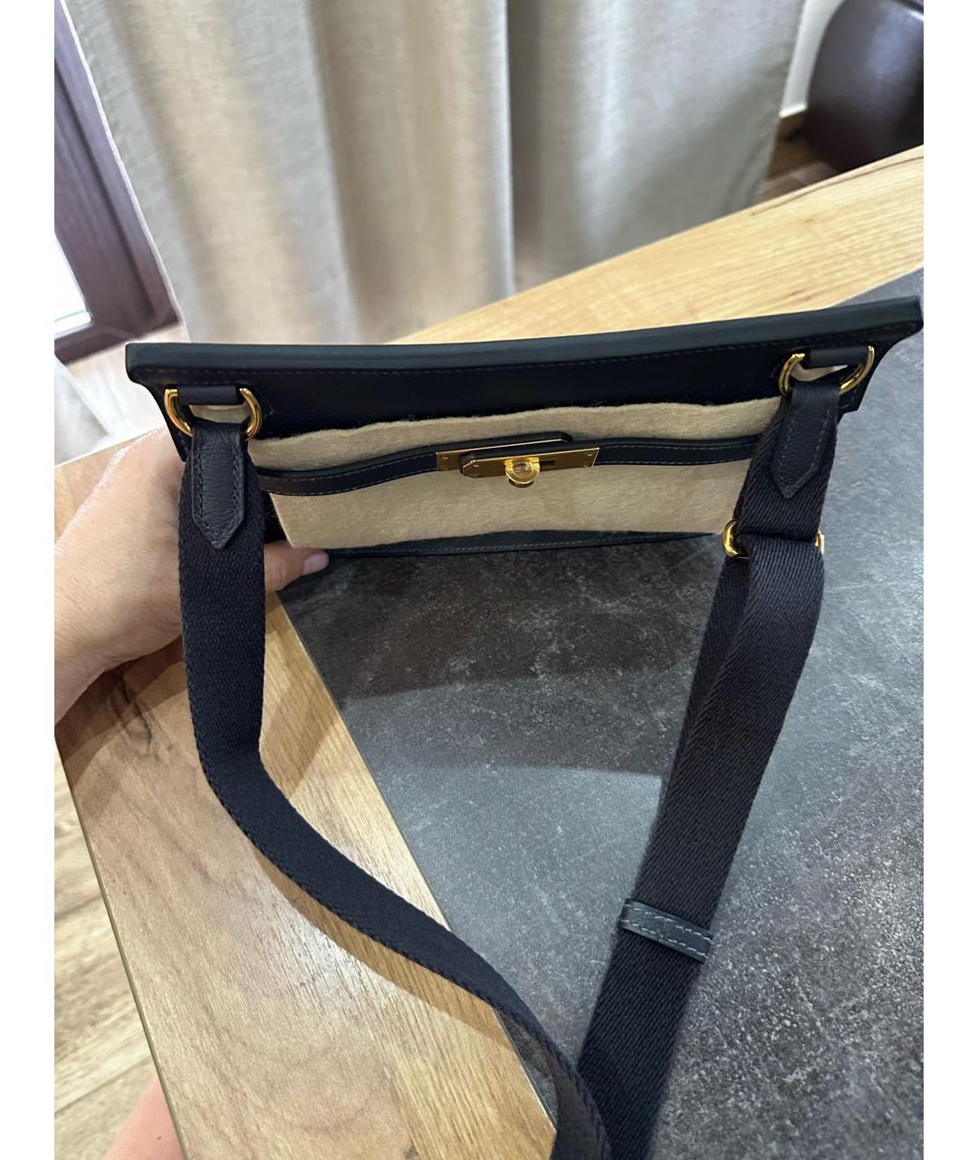 HERMES Черная кожаная сумка через плечо, фото 5