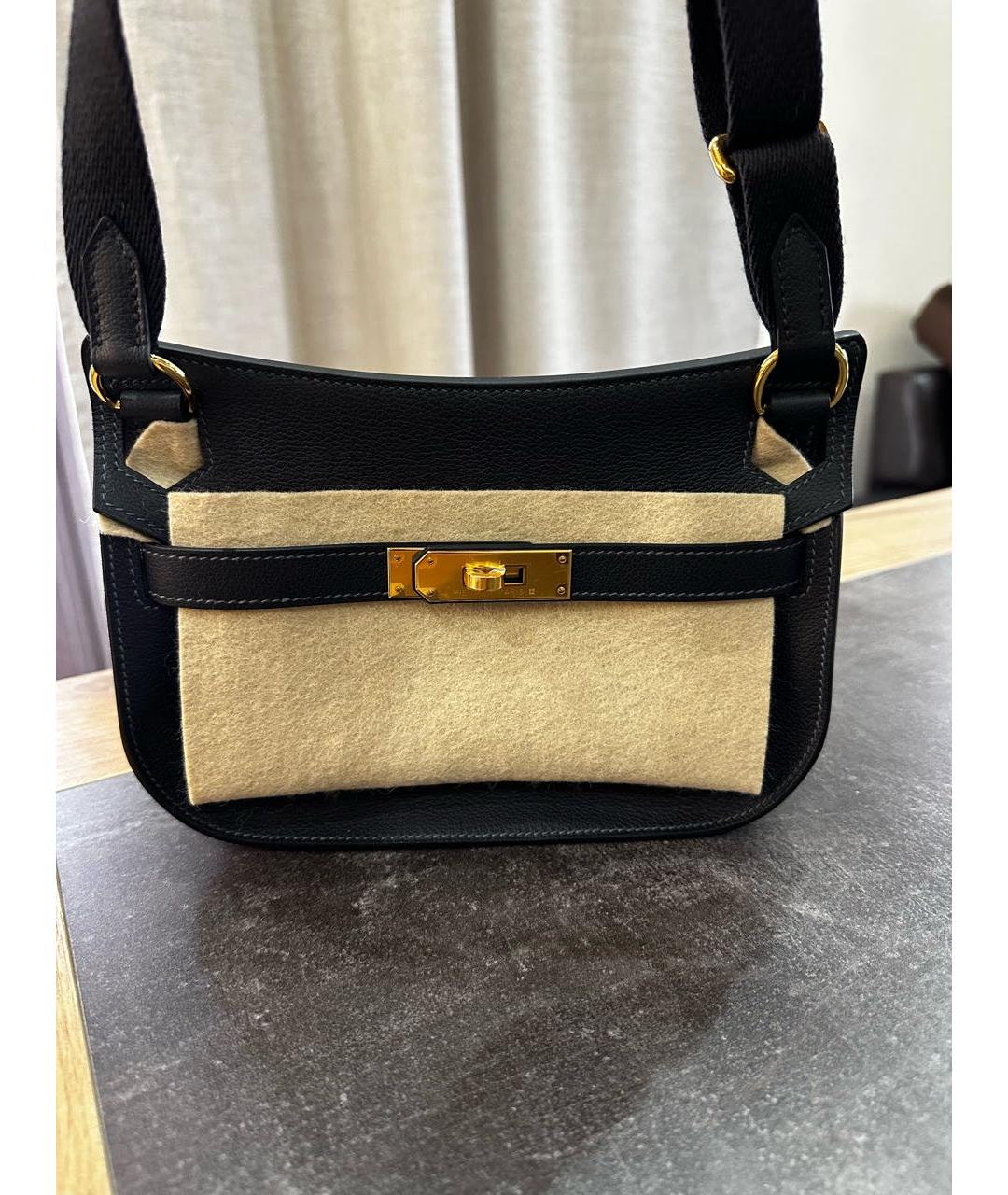 HERMES Черная кожаная сумка через плечо, фото 2