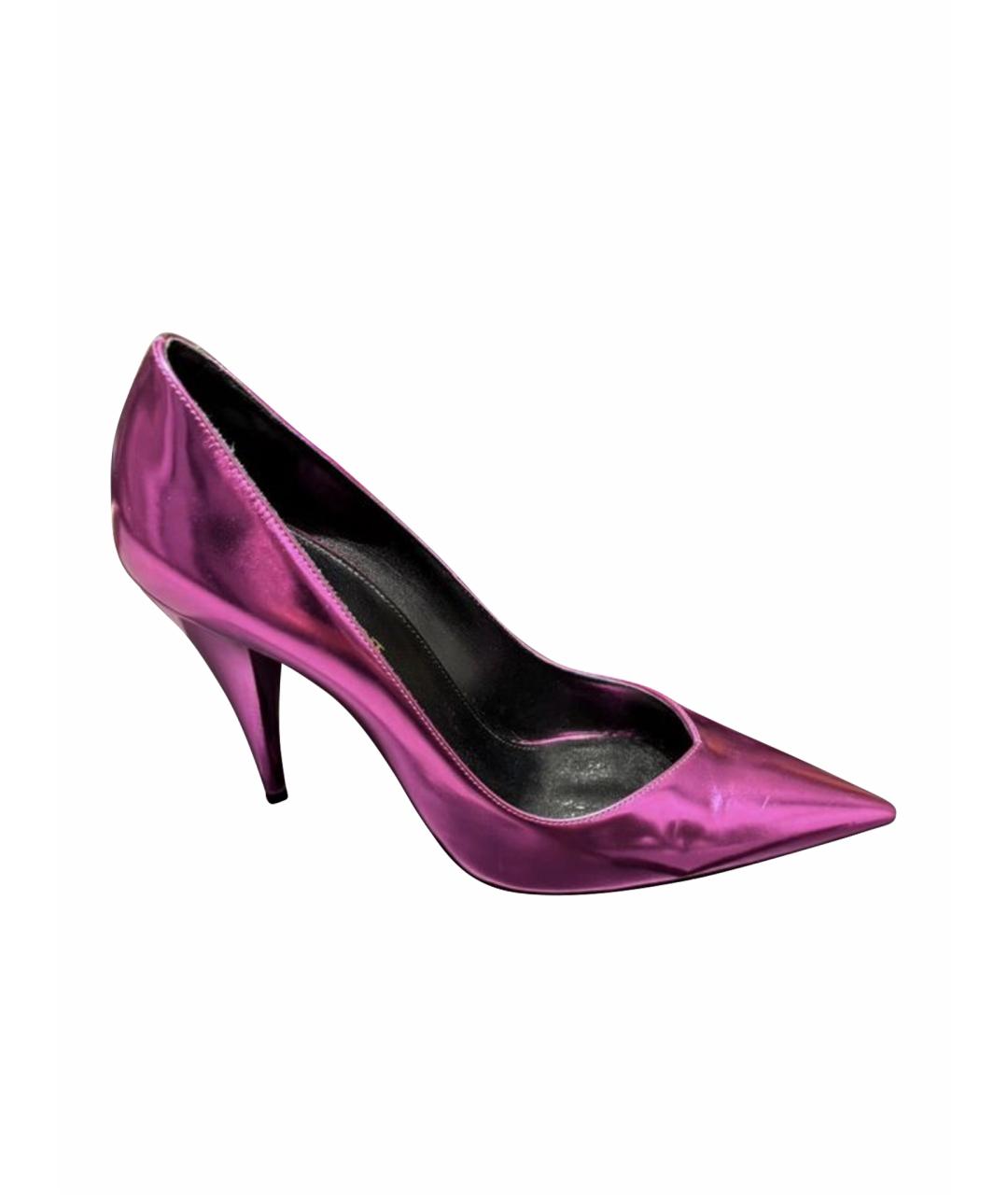 SAINT LAURENT Фиолетовые кожаные туфли, фото 1