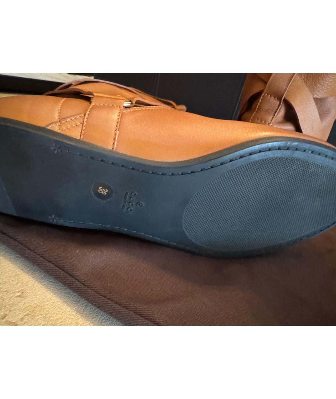 GUCCI Оранжевое кожаные сапоги, фото 5