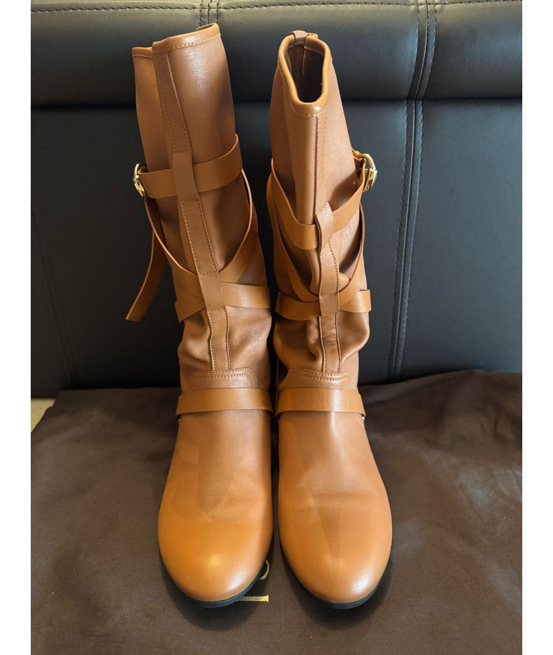 GUCCI Оранжевое кожаные сапоги, фото 2