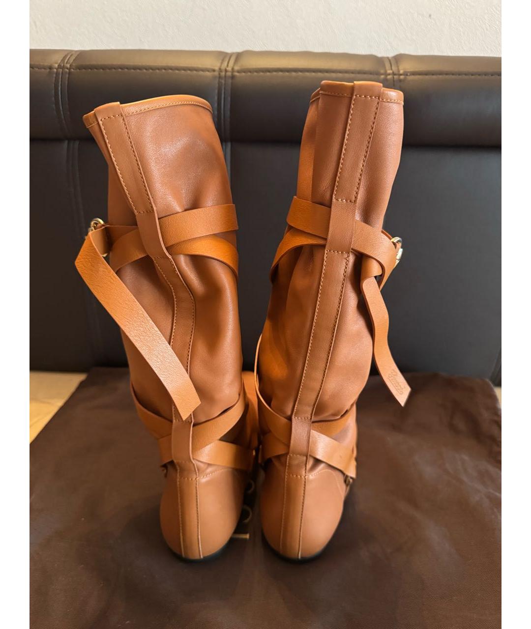 GUCCI Оранжевое кожаные сапоги, фото 3