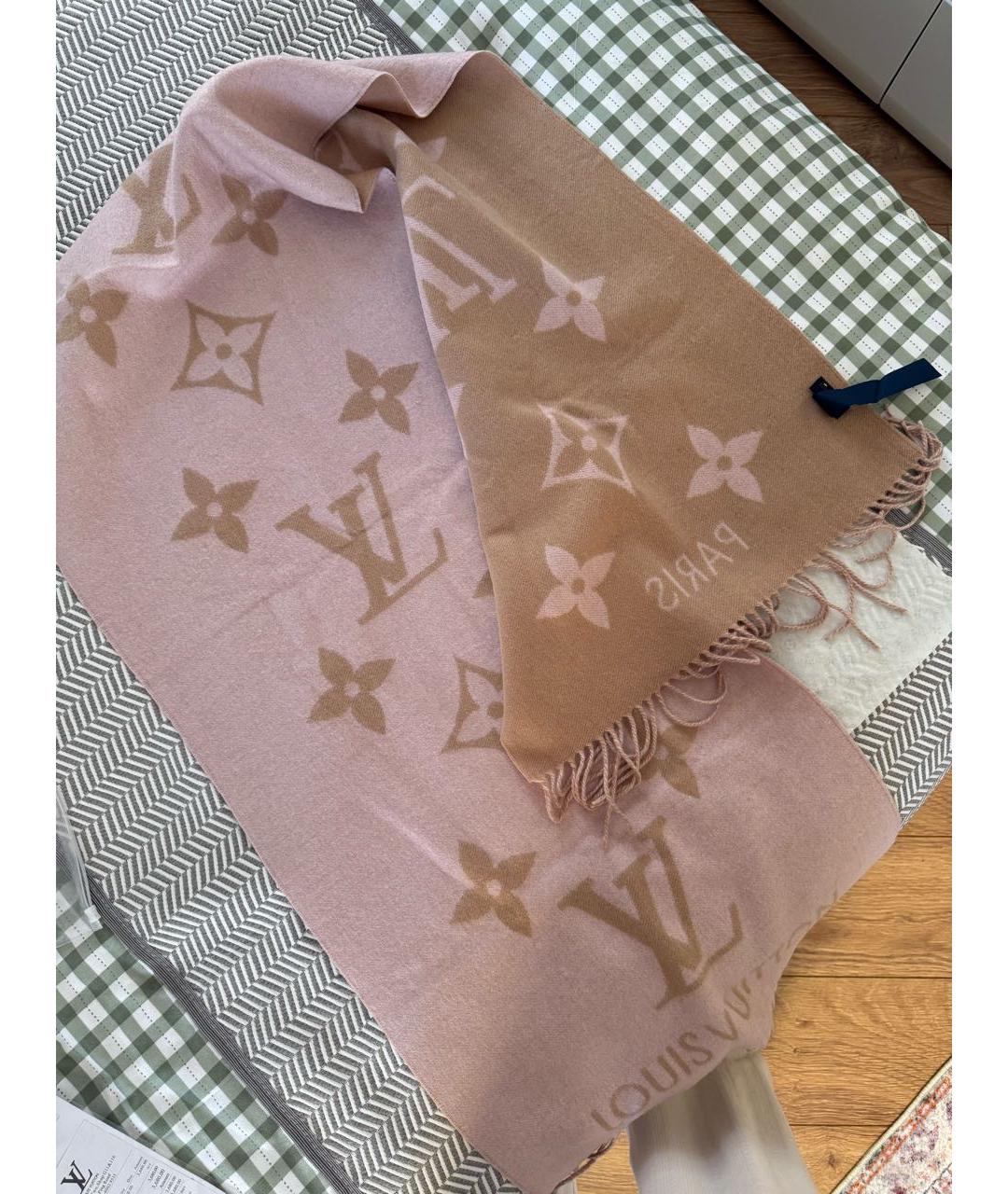 LOUIS VUITTON Розовый кашемировый шарф, фото 2