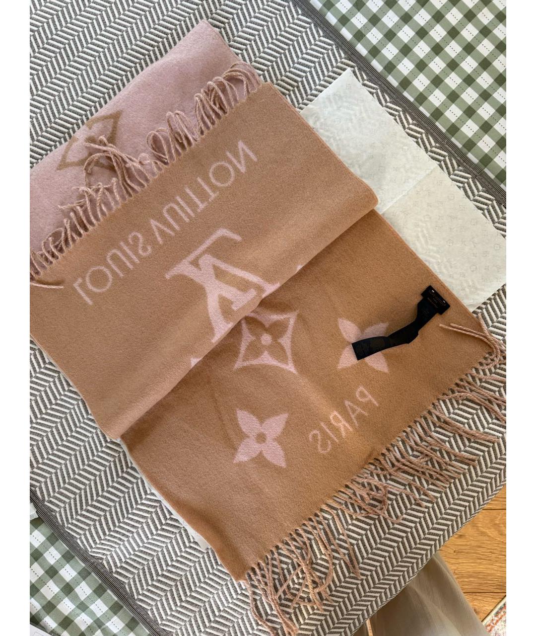 LOUIS VUITTON Розовый кашемировый шарф, фото 5