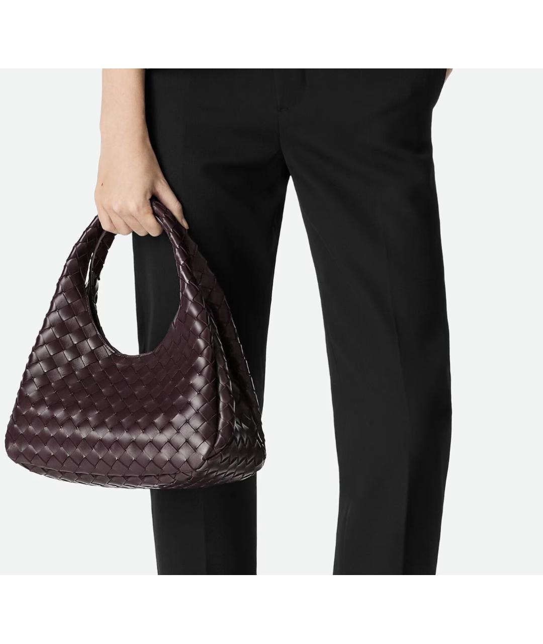 BOTTEGA VENETA Бордовая кожаная сумка через плечо, фото 4