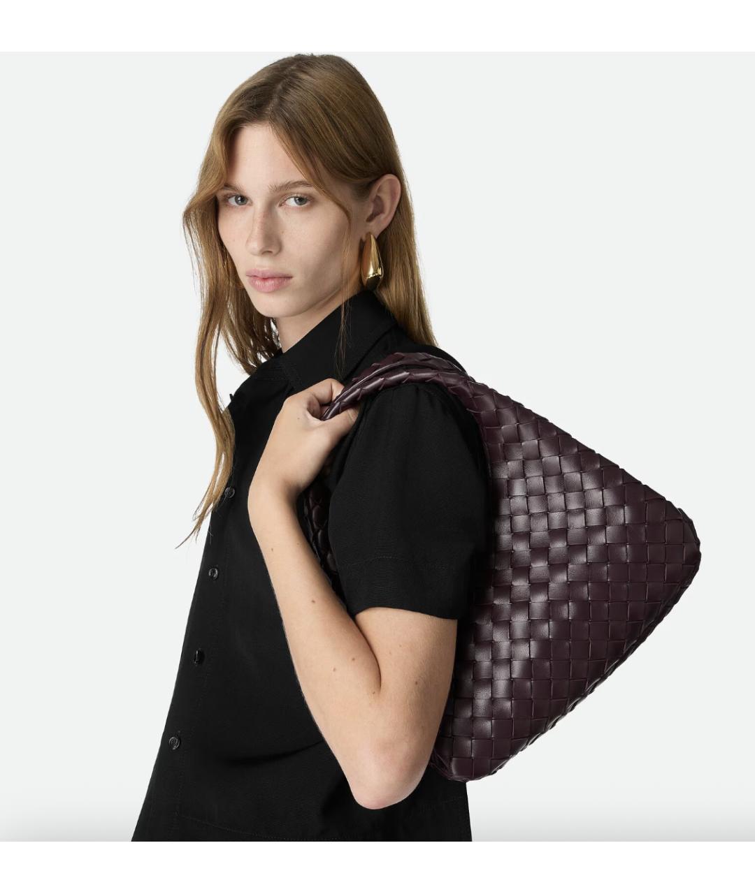 BOTTEGA VENETA Бордовая кожаная сумка через плечо, фото 2