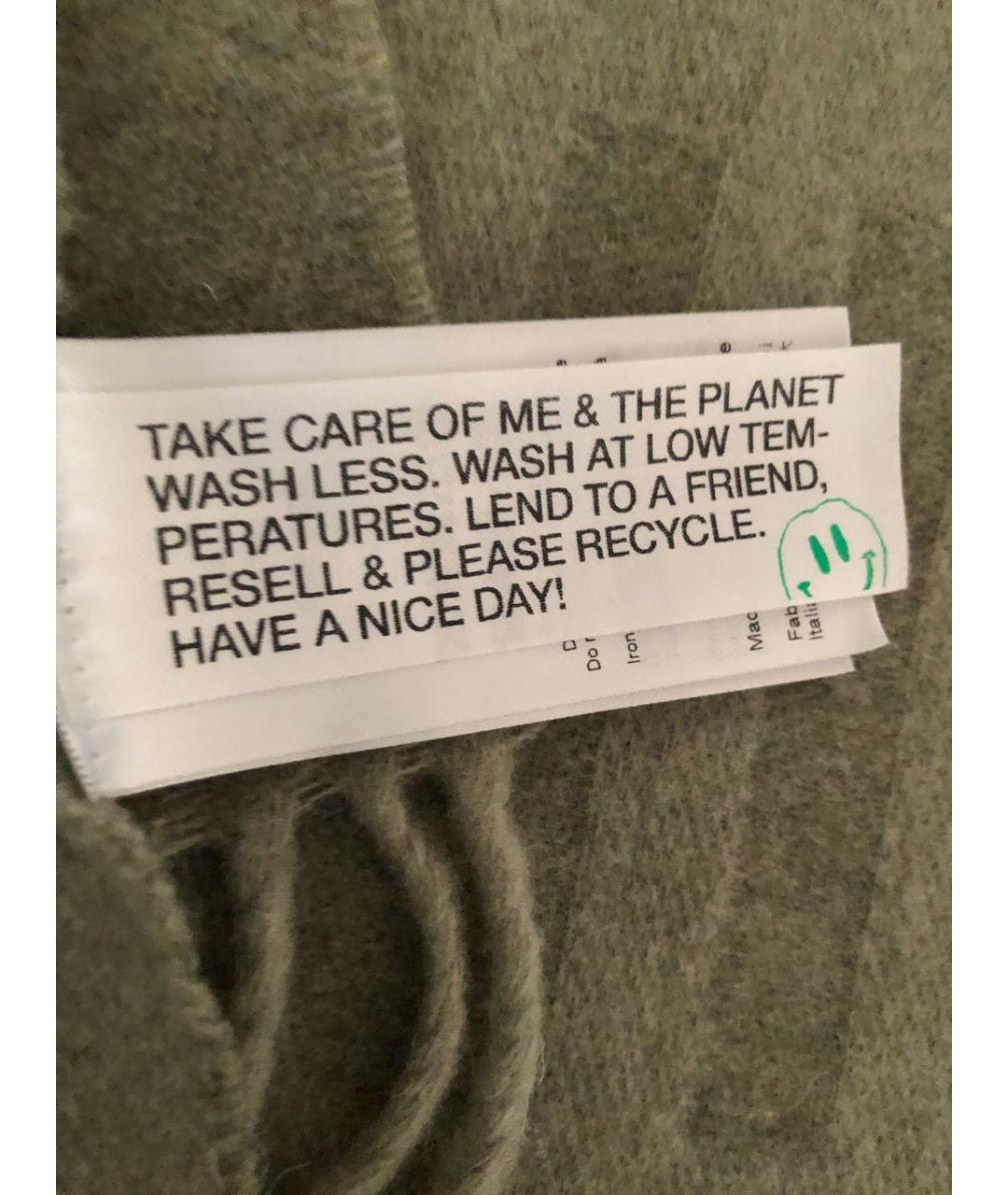 GANNI Зеленый шерстяной шарф, фото 4