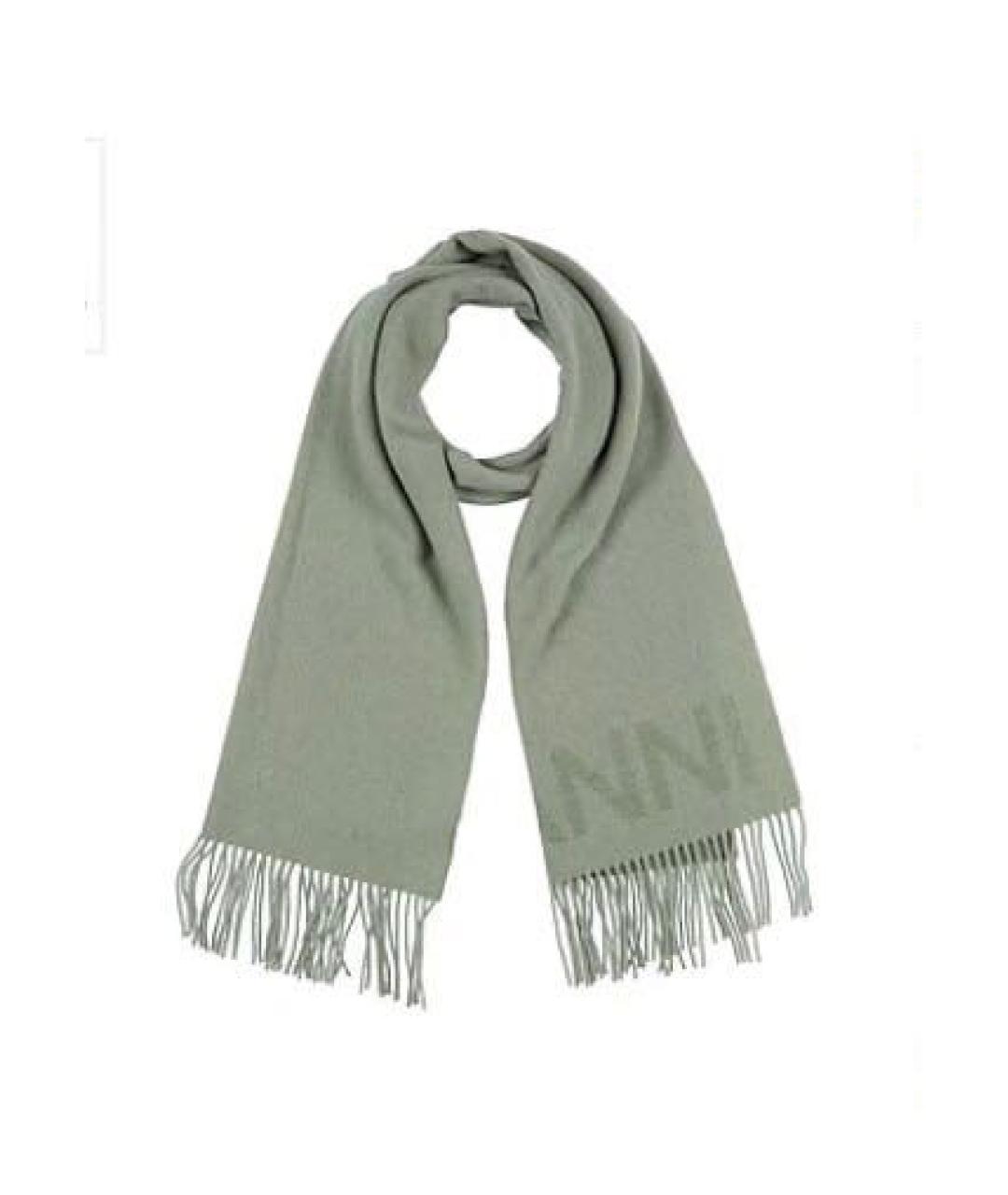 GANNI Зеленый шерстяной шарф, фото 8