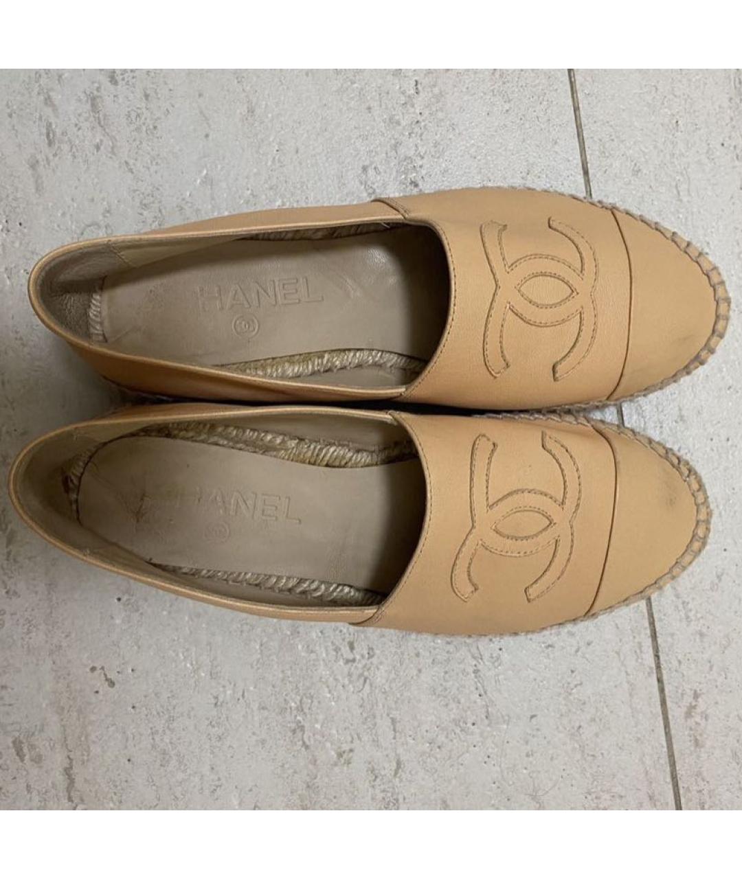CHANEL Бежевые кожаные эспадрильи, фото 7