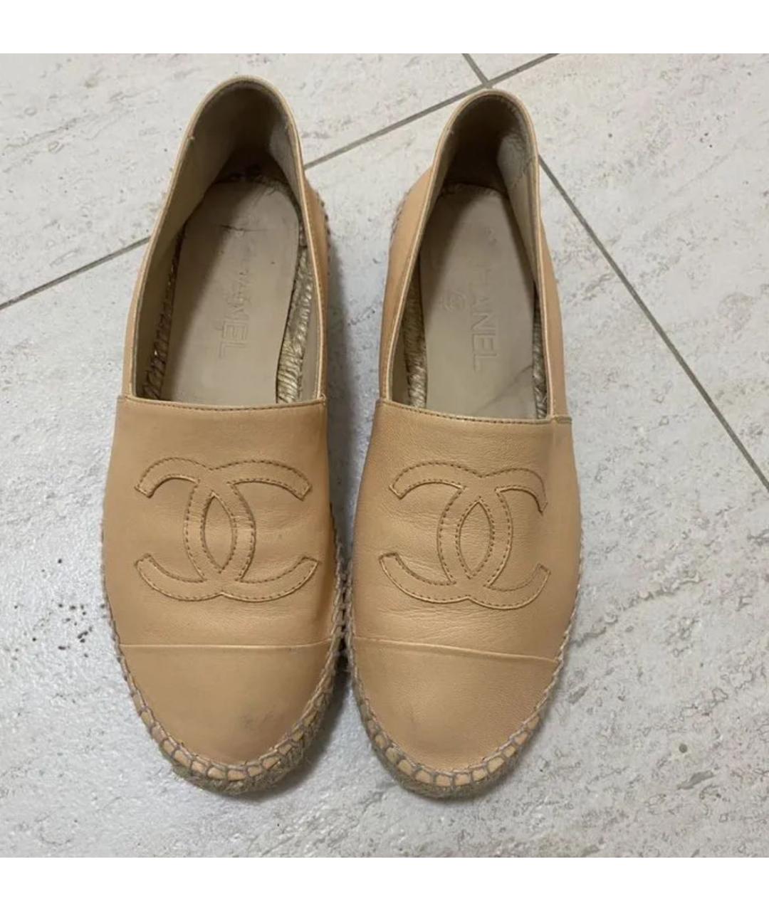 CHANEL Бежевые кожаные эспадрильи, фото 3