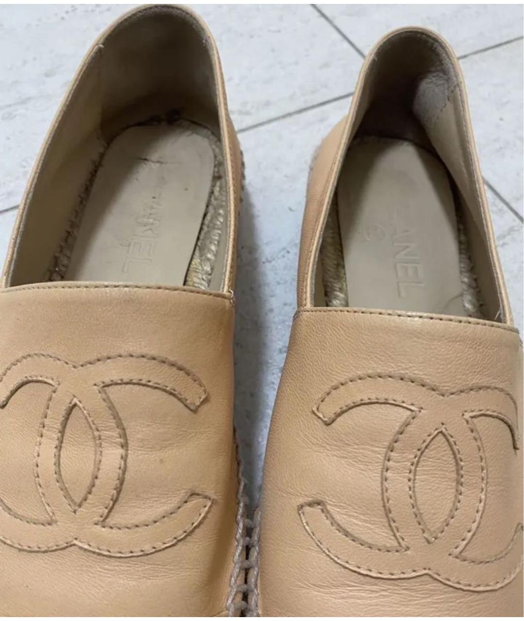 CHANEL Бежевые кожаные эспадрильи, фото 2
