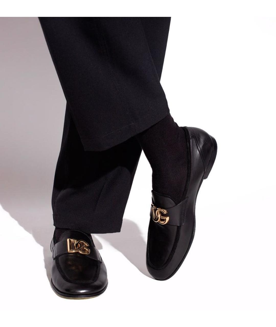 DOLCE&GABBANA Черные кожаные лоферы, фото 2