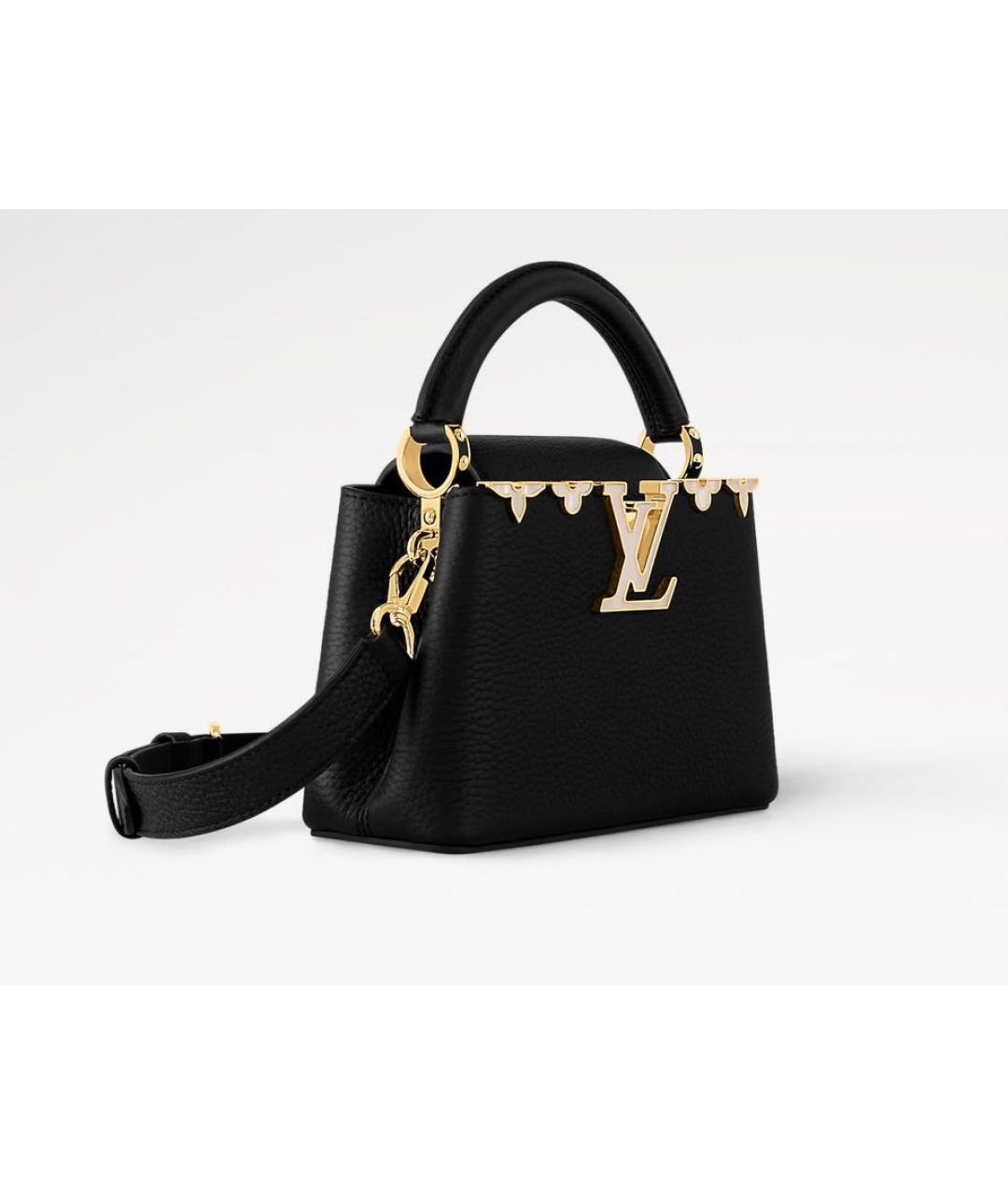 LOUIS VUITTON Черная кожаная сумка с короткими ручками, фото 2