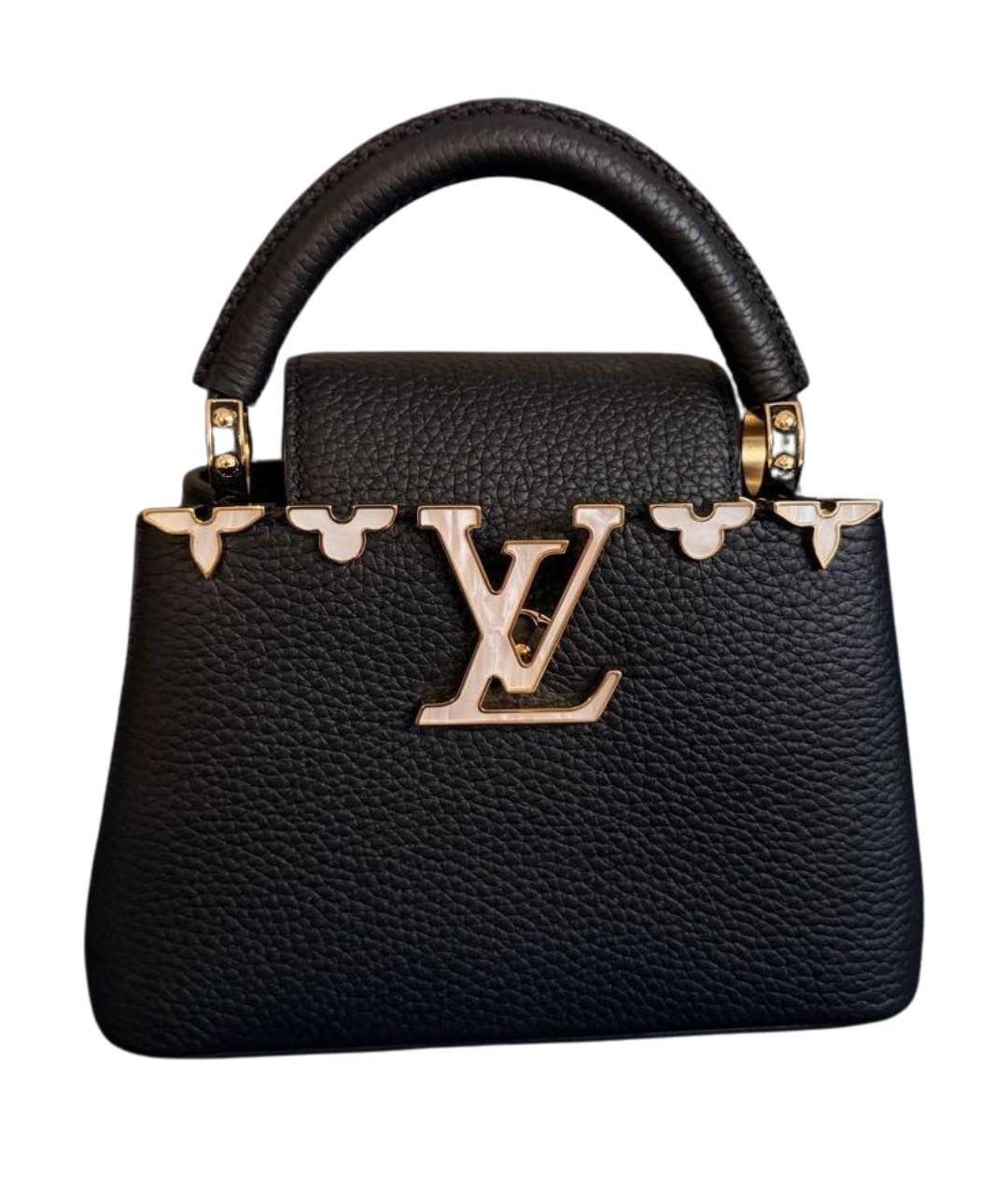 LOUIS VUITTON Черная кожаная сумка с короткими ручками, фото 1