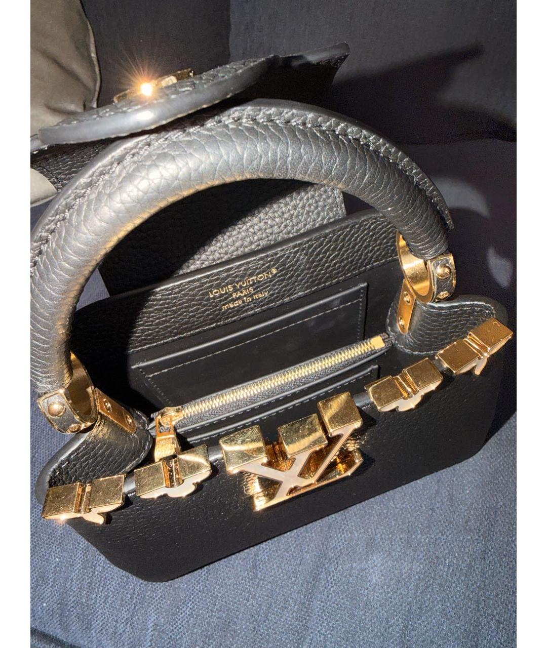 LOUIS VUITTON Черная кожаная сумка с короткими ручками, фото 4