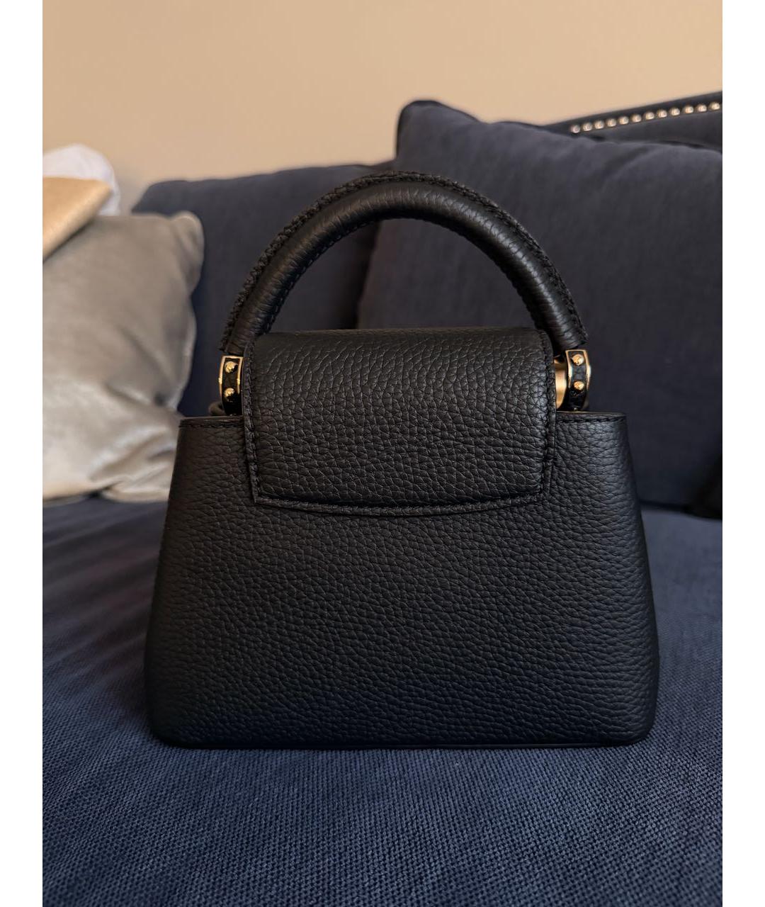 LOUIS VUITTON Черная кожаная сумка с короткими ручками, фото 3