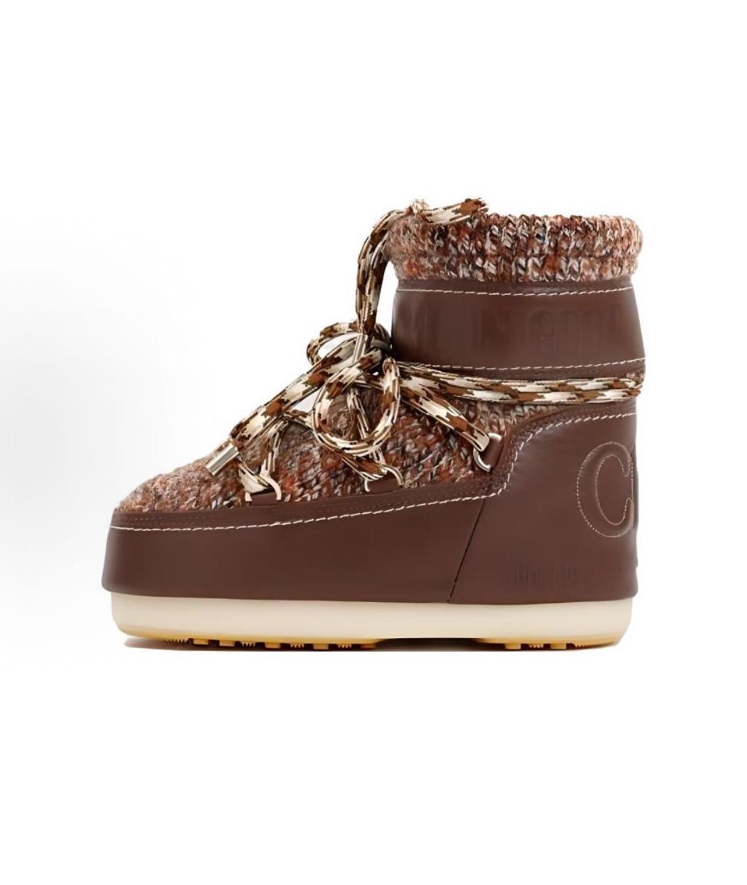 CHLOE Коричневые текстильные полусапоги, фото 4