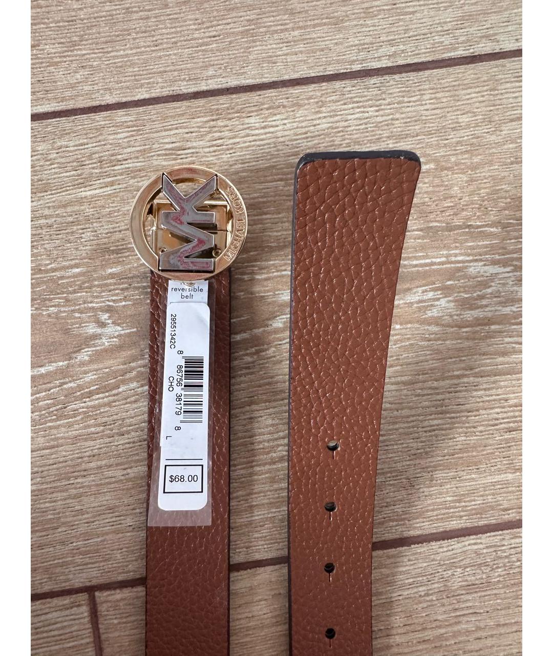 MICHAEL MICHAEL KORS Коричневый кожаный ремень, фото 3