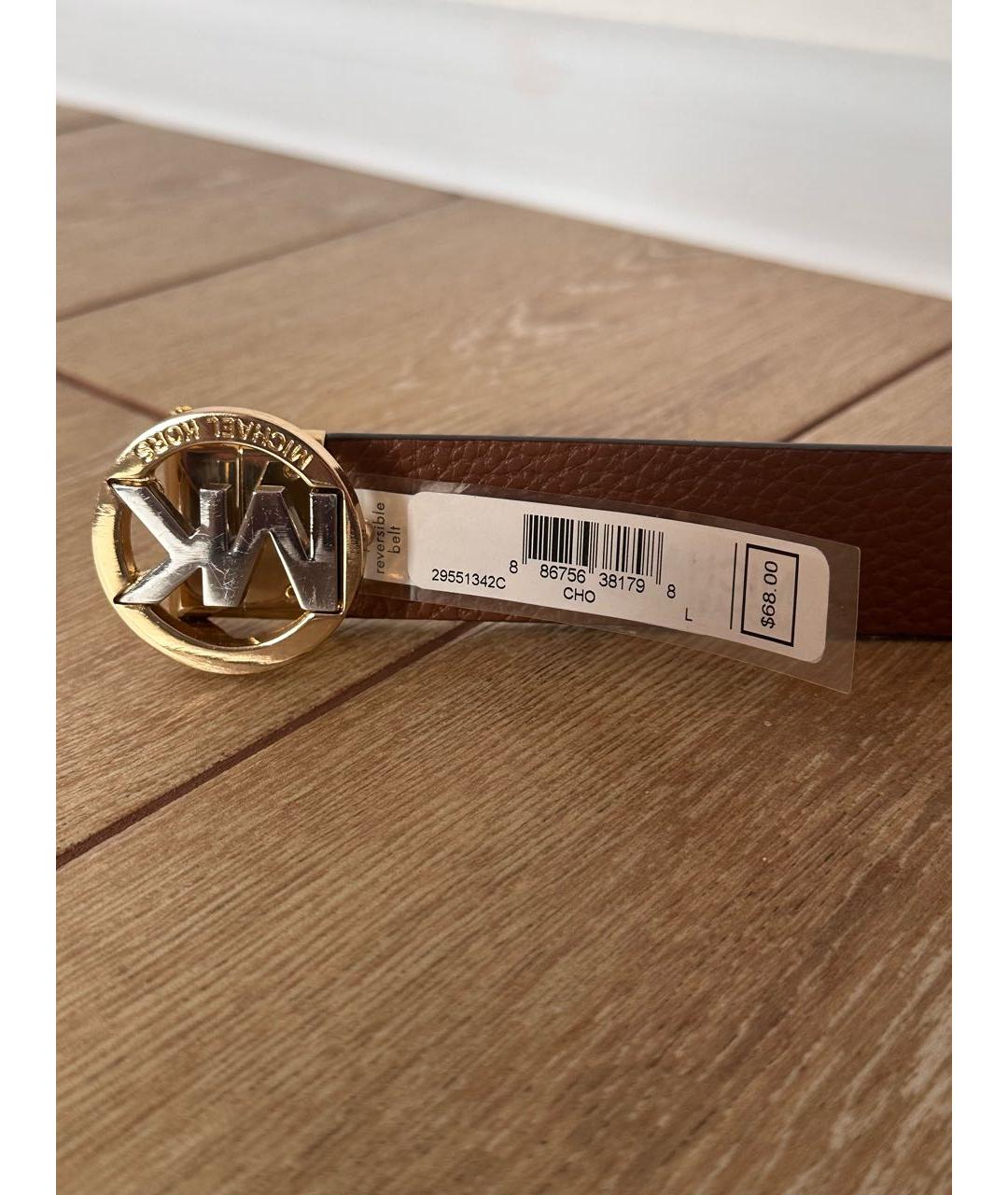 MICHAEL MICHAEL KORS Коричневый кожаный ремень, фото 2