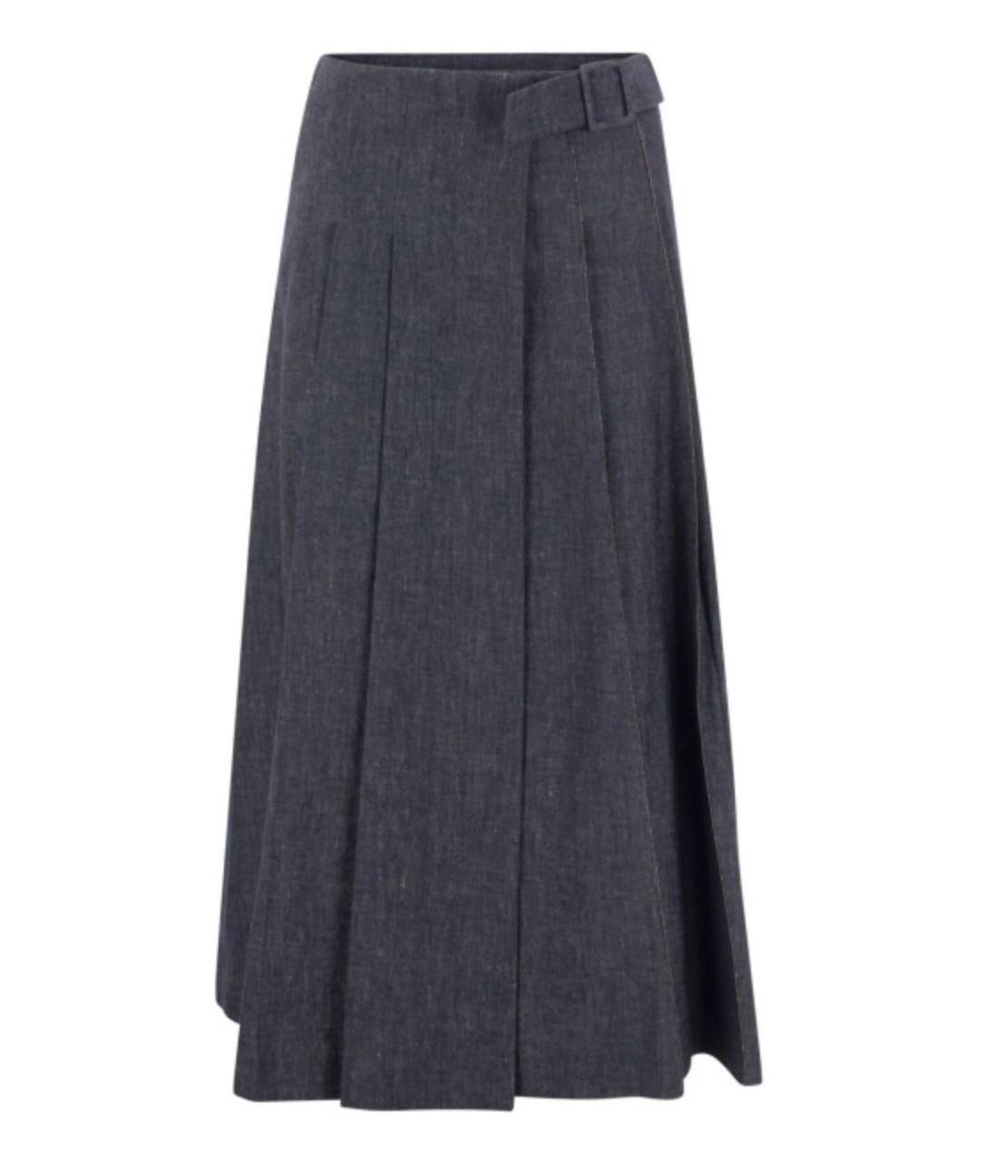 FABIANA FILIPPI Темно-синяя хлопковая юбка миди, фото 2