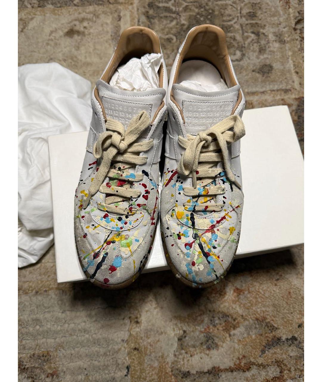 MAISON MARGIELA Белые кожаные низкие кроссовки / кеды, фото 3