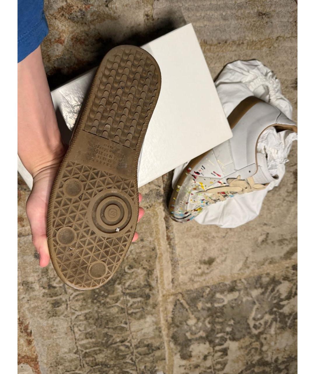 MAISON MARGIELA Белые кожаные низкие кроссовки / кеды, фото 7