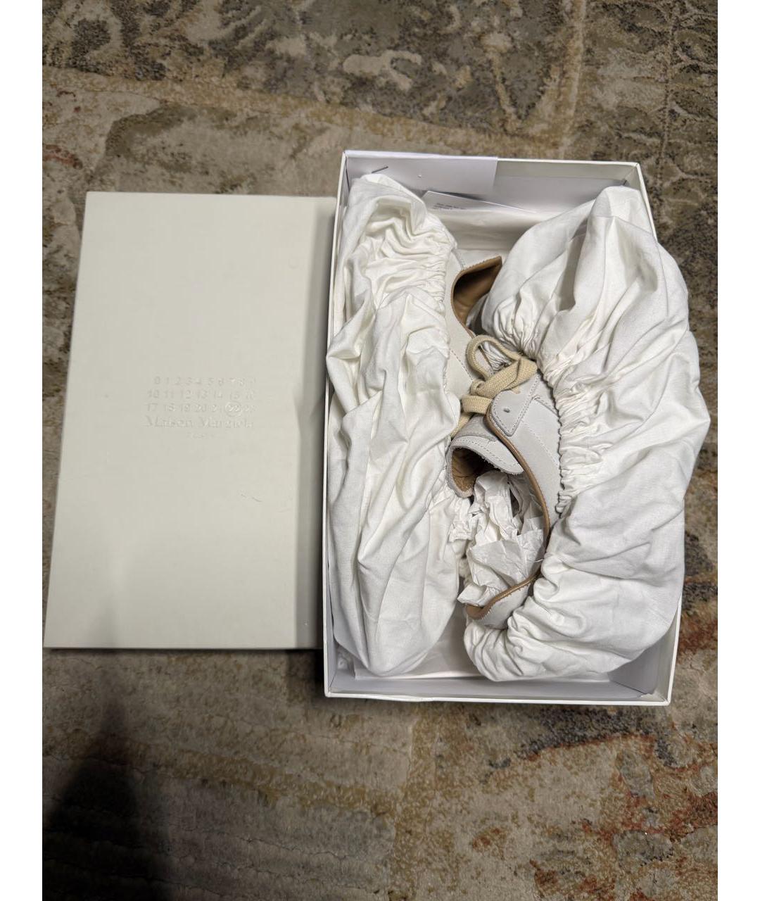 MAISON MARGIELA Белые кожаные низкие кроссовки / кеды, фото 5