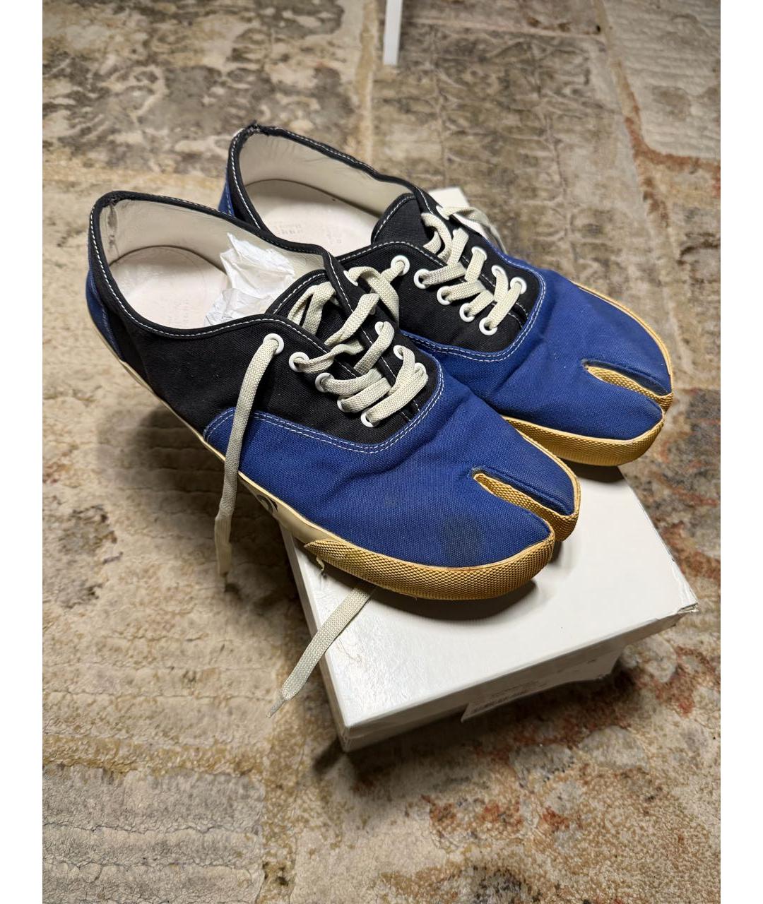 MAISON MARGIELA Синие текстильные низкие кроссовки / кеды, фото 2